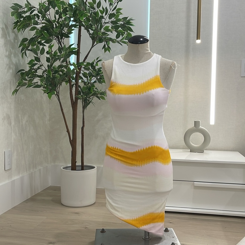Asymmetric Yellow Dress